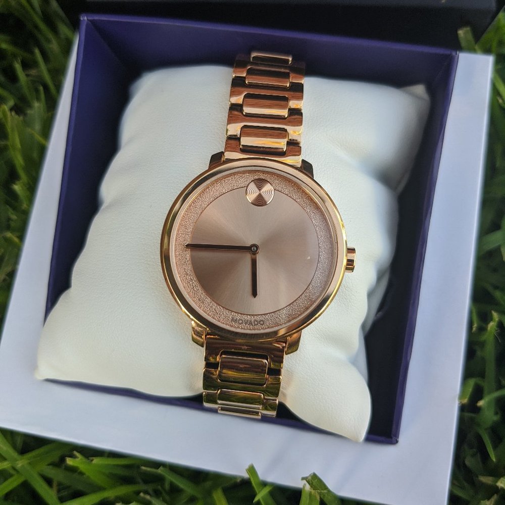 Movado Bold Rose Gold Sugar Dial Woman's Watch